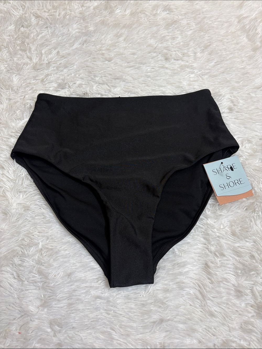 NWT Shade & Shore High Waist Full Seat Coverage Black Swim Bottoms Size S